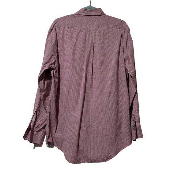 Lands’ End Men’s Size 16-34 red check  button down cotton shirt - Picture 3 of 6